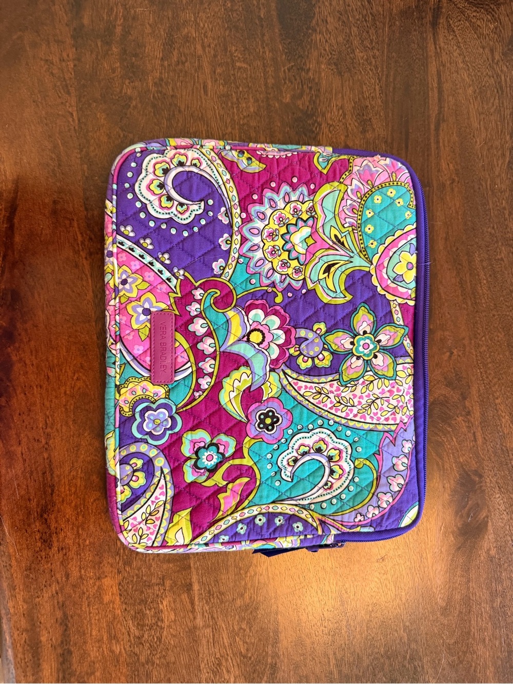 Vera Bradley Bright Purple Paisley Quilted Kids Sleeve